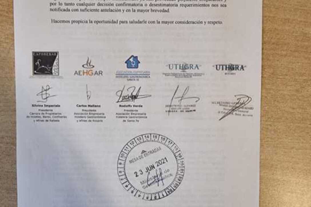 Imagen de Las asociaciones de Rafaela, Santa Fe y Rosario, en conjunto con UTHGRA elevaron un comunicado al gobernador Omar Perotti. Imagen de Las asociaciones de Rafaela, Santa Fe y Rosario, en conjunto con UTHGRA elevaron un comunicado al gobernador Omar Perotti.